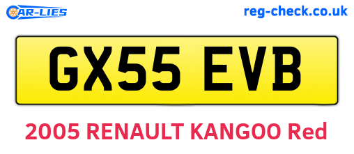 GX55EVB are the vehicle registration plates.