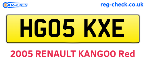 HG05KXE are the vehicle registration plates.