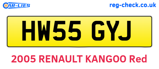 HW55GYJ are the vehicle registration plates.