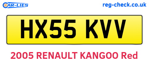 HX55KVV are the vehicle registration plates.