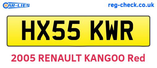 HX55KWR are the vehicle registration plates.