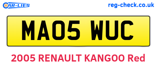 MA05WUC are the vehicle registration plates.