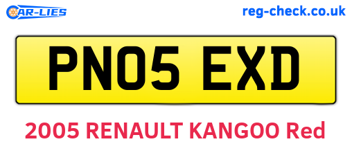 PN05EXD are the vehicle registration plates.