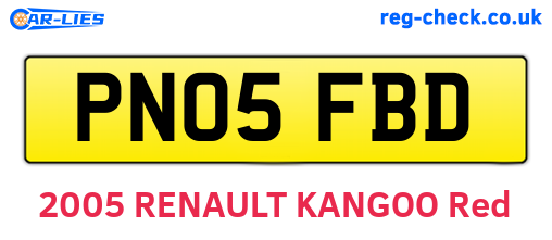 PN05FBD are the vehicle registration plates.