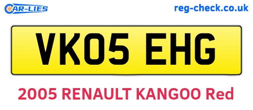 VK05EHG are the vehicle registration plates.