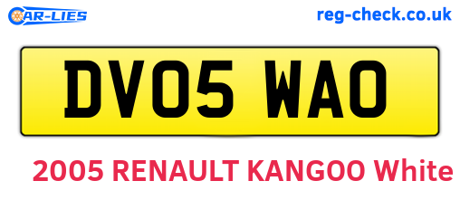 DV05WAO are the vehicle registration plates.
