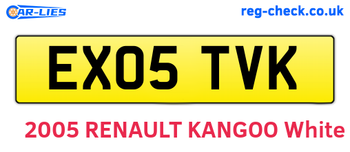 EX05TVK are the vehicle registration plates.