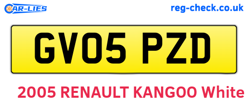 GV05PZD are the vehicle registration plates.