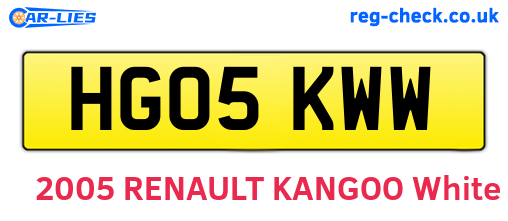 HG05KWW are the vehicle registration plates.
