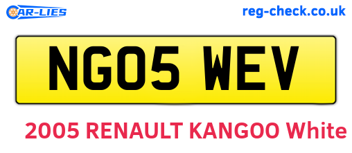 NG05WEV are the vehicle registration plates.