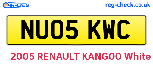 NU05KWC are the vehicle registration plates.