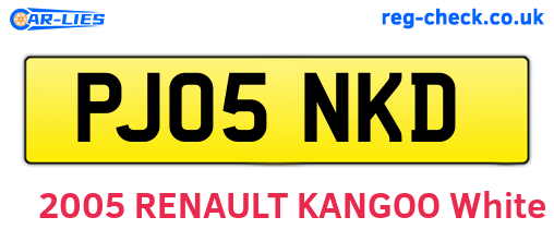 PJ05NKD are the vehicle registration plates.