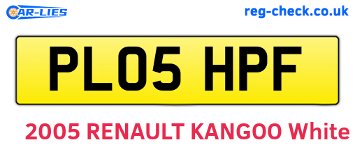 PL05HPF are the vehicle registration plates.