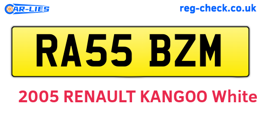 RA55BZM are the vehicle registration plates.
