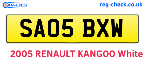SA05BXW are the vehicle registration plates.