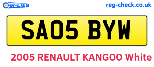 SA05BYW are the vehicle registration plates.
