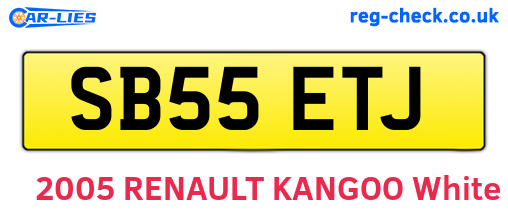 SB55ETJ are the vehicle registration plates.