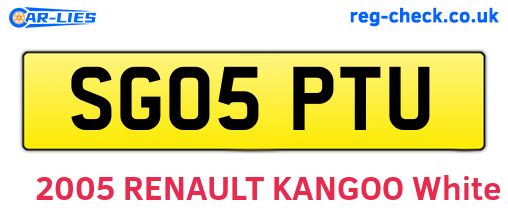 SG05PTU are the vehicle registration plates.