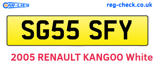 SG55SFY are the vehicle registration plates.