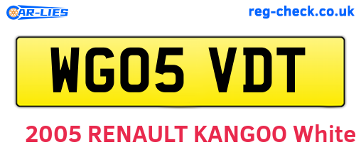 WG05VDT are the vehicle registration plates.