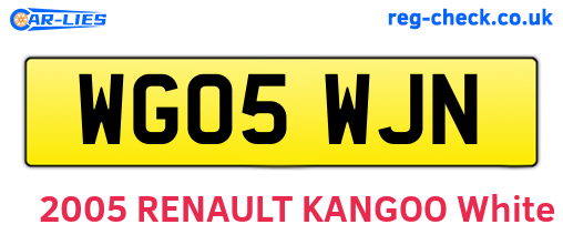WG05WJN are the vehicle registration plates.