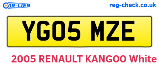 YG05MZE are the vehicle registration plates.