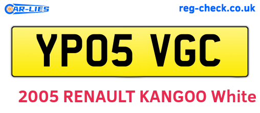 YP05VGC are the vehicle registration plates.