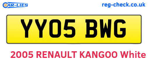 YY05BWG are the vehicle registration plates.
