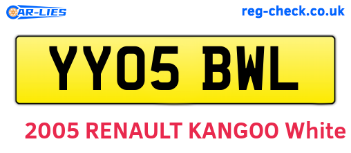 YY05BWL are the vehicle registration plates.
