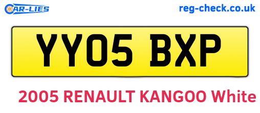 YY05BXP are the vehicle registration plates.