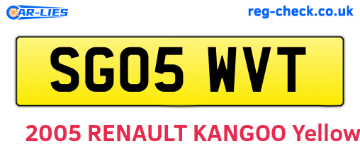 SG05WVT are the vehicle registration plates.