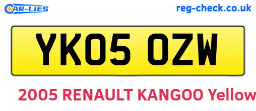 YK05OZW are the vehicle registration plates.