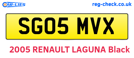 SG05MVX are the vehicle registration plates.