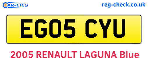 EG05CYU are the vehicle registration plates.
