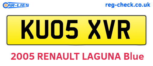 KU05XVR are the vehicle registration plates.