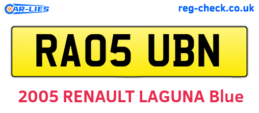 RA05UBN are the vehicle registration plates.