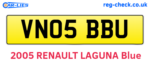 VN05BBU are the vehicle registration plates.