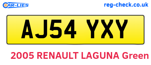 AJ54YXY are the vehicle registration plates.