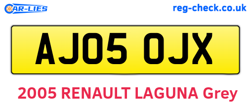 AJ05OJX are the vehicle registration plates.