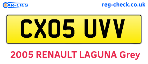 CX05UVV are the vehicle registration plates.