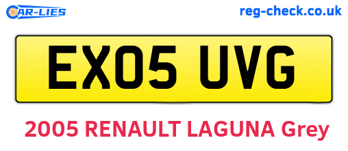 EX05UVG are the vehicle registration plates.