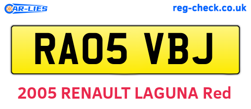RA05VBJ are the vehicle registration plates.