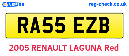 RA55EZB are the vehicle registration plates.