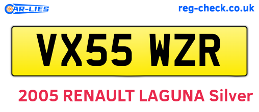 VX55WZR are the vehicle registration plates.