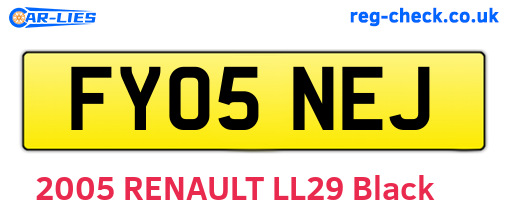 FY05NEJ are the vehicle registration plates.