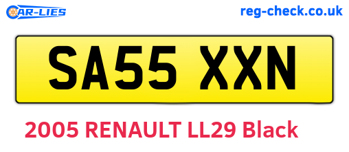 SA55XXN are the vehicle registration plates.