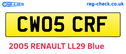 CW05CRF are the vehicle registration plates.