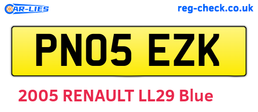 PN05EZK are the vehicle registration plates.