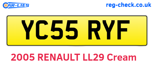 YC55RYF are the vehicle registration plates.
