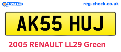 AK55HUJ are the vehicle registration plates.